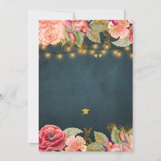 Rosengarnelenschiff Goldlichter Graduierungsparty Einladung (Rückseite)