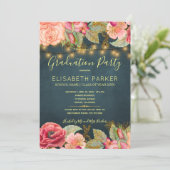 Rosengarnelenschiff Goldlichter Graduierungsparty Einladung (Stehend Vorderseite)