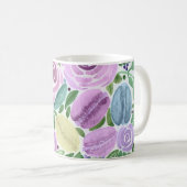 Rosengarnrosa Blume Grün Blätter Weiß Kaffeetasse (VorderseiteRechts)