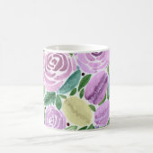 Rosengarnrosa Blume Grün Blätter Weiß Kaffeetasse (Mittel)