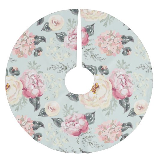 Rosengarten-Blume Polyester Weihnachtsbaumdecke (Vorderseite)