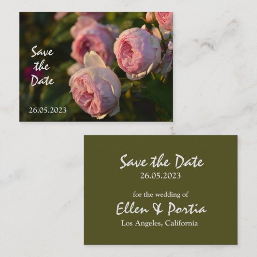 Rosengarten-Blume Save the Date Karte (Vorne/Hinten)
