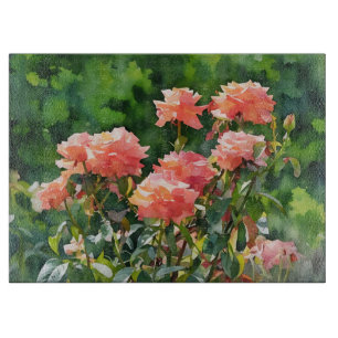 Rosengarten Blumen Florale Kunst Glas Schneidebrett