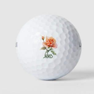 Rosengarten-Blumen-Monogramm-Kunst Golfball