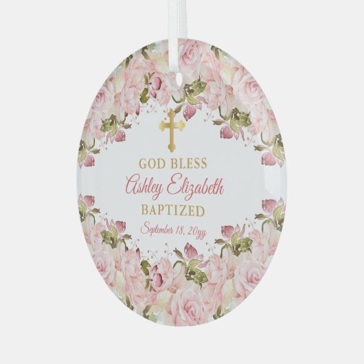 Rosengarten Blumengarten Taufe Keepake Ornament Aus Glas (Vorderseite links)
