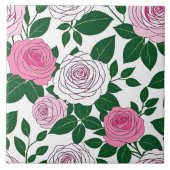 Rosengarten Fette Linienkunst Fliese (Vorderseite)