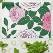 Rosengarten Fette Linienkunst Geschirrtuch (Gefaltet)