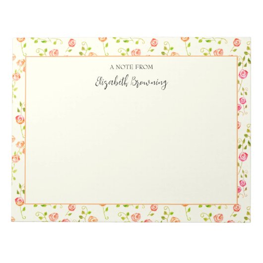 Rosengarten HandIllustriert Vintag Inspiriert Notizblock (Vorderseite)