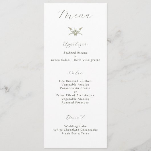 Rosengarten Hochzeit Menükarte (Rückseite)