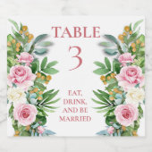 Rosengarten Hochzeit Tischnummer Frische Pasta mac Schaumweinetikett (Einzelnes Label)