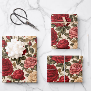 Rosengarten im Vintage-Stil Geschenkpapier Set