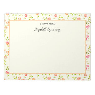 Rosengarten in Rosa handgezeichnet vintage-inspiri Notizblock