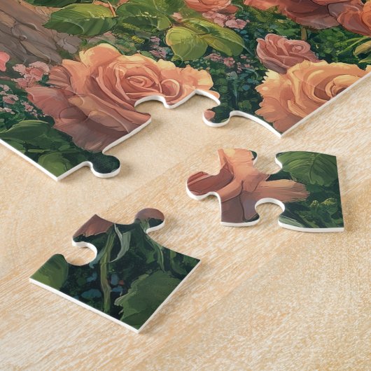 Rosengarten mit Springbrunnen im Sommer Puzzle (Seite)