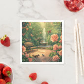 Rosengarten mit Springbrunnen mit Schmetterling Serviette (Beispiel)