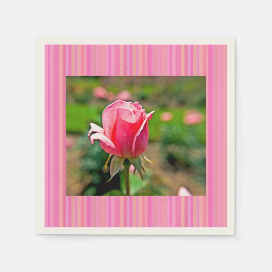 Rosengarten mit Streifen Serviette (Vorderseite)