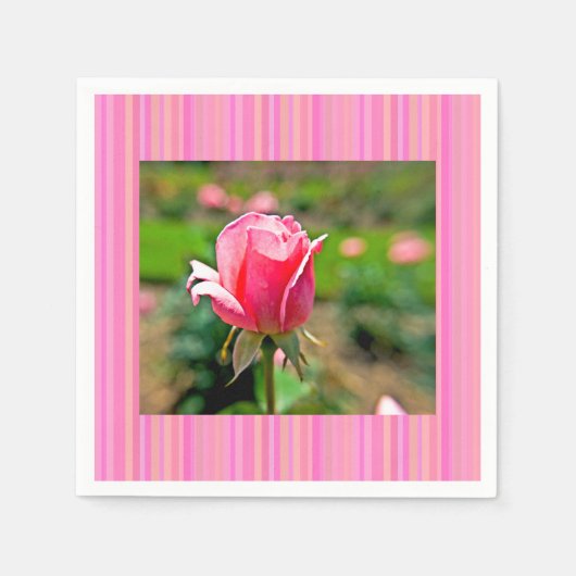 Rosengarten mit Streifen Serviette (Vorderseite)