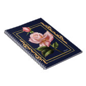 Rosengarten Navy Blue & Gold Modernes Rustikales G Notizblock (Rechte Seite)