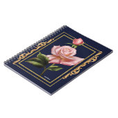 Rosengarten Navy Blue & Gold Modernes Rustikales G Notizblock (Linke Seite)