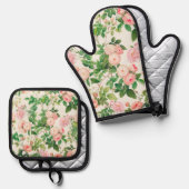 Rosengarten Ofenhandschuh & Topflappen-Set (Vorderseite/Rückseite)