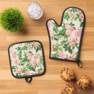 Rosengarten Ofenhandschuh & Topflappen-Set