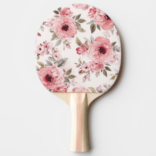 Rosengarten Pink Aquarell Blumenrosa Botanisch Tischtennis Schläger
