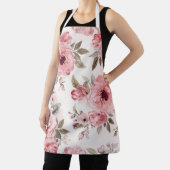 Rosengarten Rosa Wasserfarbe Floral Blush Botanisc Schürze (InSitu)