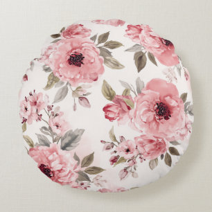 Rosengarten Rosa Wasserfarbe Floral Errötend Botan Rundes Kissen