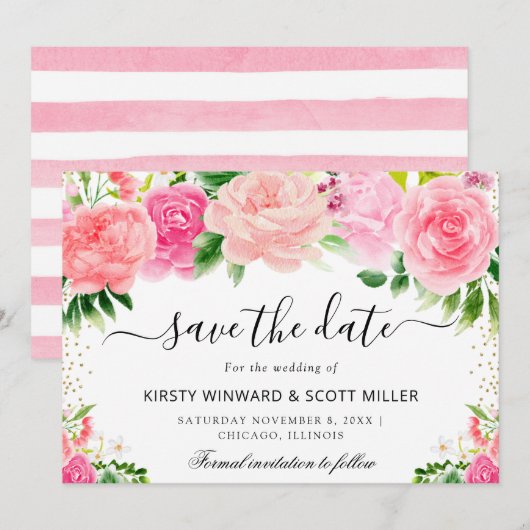 Rosengarten Sommerhochzeit der Blume Save The Date (Vorne/Hinten)