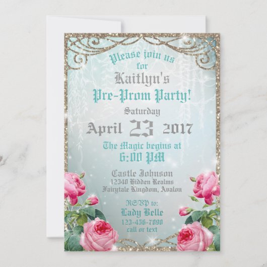 Rosengartenverzaubertes Party für den Garten vor d Einladung (Vorderseite)