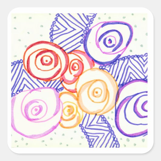 Rosengebinde Quadratischer Aufkleber (Vorderseite)