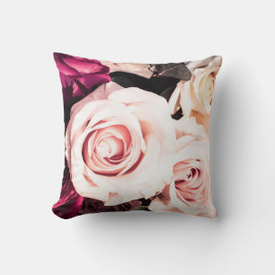 Rosengesteck in Rosa und Weiß Florales Design Kissen