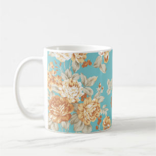 Rosengesteckdesign Nahtloses Muster mit weißem Hin Kaffeetasse
