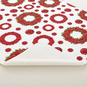 Rosengirlande-Polka-Muster für rote Rosenliebhaber Sherpadecke