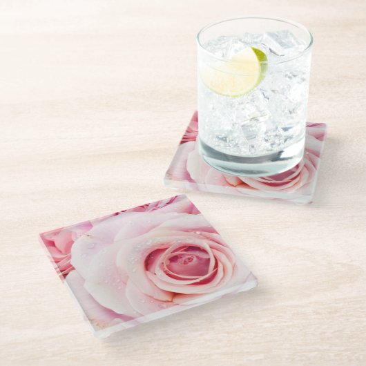 Rosenglas-Untersetzer Glasuntersetzer (Schrägansicht)