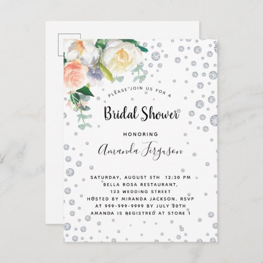 Rosengold-Brautparty Postkarte (Vorne/Hinten)