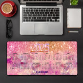 Rosengold Chic ombre 2025 Monogramm Kalender Schreibtischunterlage