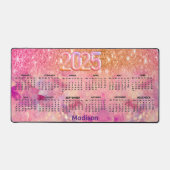Rosengold Chic ombre 2025 Monogramm Kalender Schreibtischunterlage (Vorderseite)