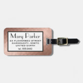 Rosengold, elegantes Chicmädchen-Herzmonogramm Gepäckanhänger (Vorderseite horizontal)