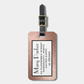 Rosengold, elegantes Chicmädchen-Herzmonogramm Gepäckanhänger (Vorderseite vertikal)