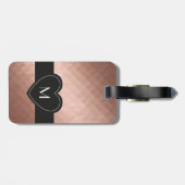 Rosengold, elegantes Chicmädchen-Herzmonogramm Gepäckanhänger (Rückseite horizontal)