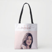 Rosengold-Foto-Monogramm Tasche (Vorderseite)