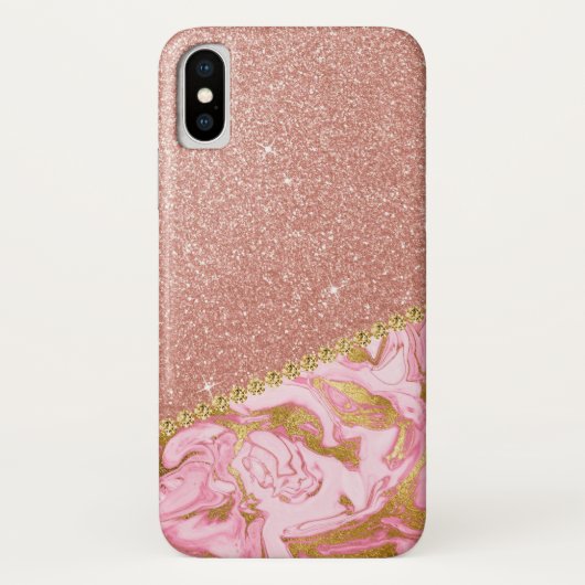Rosengold Glitzer und Marmor Case-Mate iPhone Hülle (Rückseite)