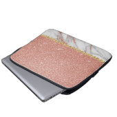 Rosengold Glitzer und Marmor Laptopschutzhülle (Vorne Knopf)
