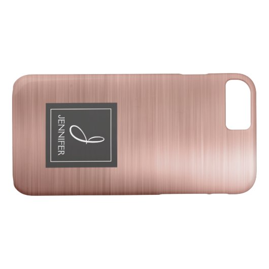 Rosengold-Metal-Monogramm Case-Mate iPhone Hülle (Rückseite (Horizontal))