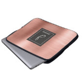 Rosengold-Metal-Monogramm Laptopschutzhülle (Vorne Knopf)
