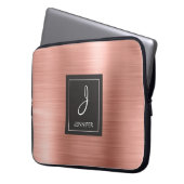 Rosengold-Metal-Monogramm Laptopschutzhülle (Vorderseite Links)