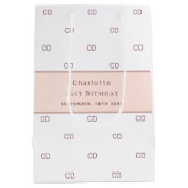 Rosengold-Monogramm Mittlere Geschenktüte (Rückseite)