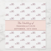 Rosengold-Monogramm-Paare Hochzeit Weinetikett (Einzelnes Label)