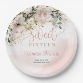 Rosengold Rosengold 16 . Geburtstag Pappteller (Vorderseite)