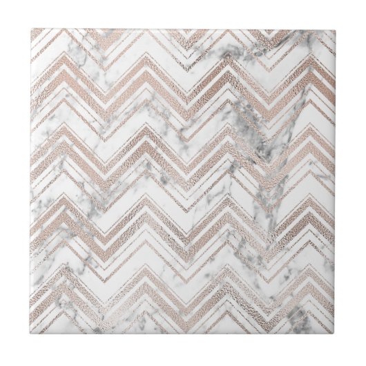 Rosengold- und -marmorzickzack fliese (Vorderseite)